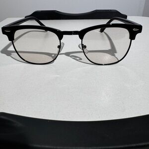 Clubmaster Style Glasses – Clear Lens, Classic Black Frame